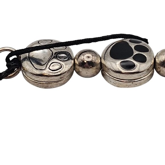 Silver Hanging Pet Lover Dog Cat Paw Prints Looped Keychain Accessory 5" - Picture 7 of 11